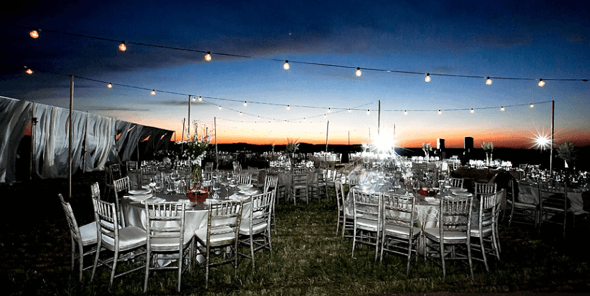 wedding reception by sunset