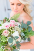 Large wedding bouquet with pink and white roses